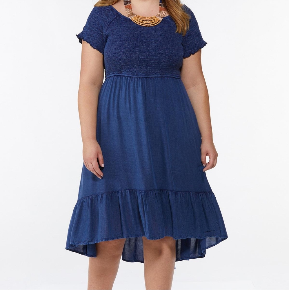 Plus Sized Smocked High-Low Dress